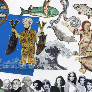 Collages titled "12 Poissons" by Hosszu, Original Artwork, Digital Print