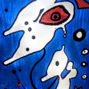 Ζωγραφική με τίτλο "Bird speaks with Dog" από Georg Kiehn, Αυθεντικά έργα τέχνης, Ακρυλικό