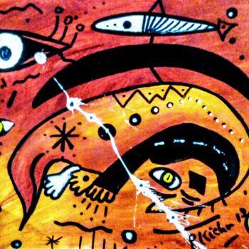 Painting titled "Dreaming Cat" by Georg Kiehn, Original Artwork, Acrylic