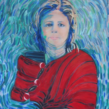 Peinture intitulée "l’étole rouge" par Bruno Leblais, Œuvre d'art originale, Huile