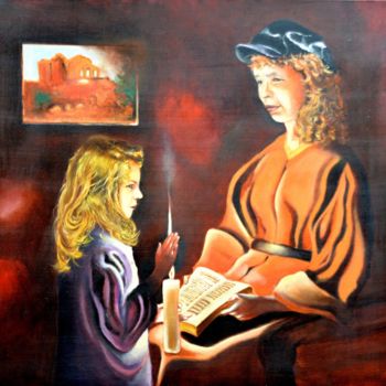 Peinture intitulée "Meditation  "hommag…" par Chelo, Œuvre d'art originale, Huile