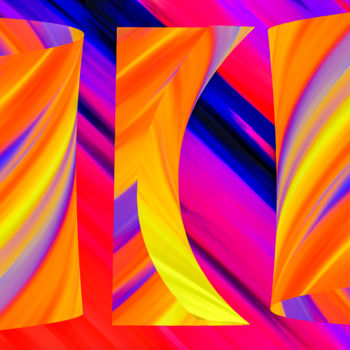 Digital Arts titled "Three Bows in a Row" by Keep Magic, Original Artwork, Digital Painting Mounted on Wood Stretcher frame