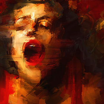 Printmaking titled "Erotic woman portra…" by Retne, Original Artwork, Digital Painting