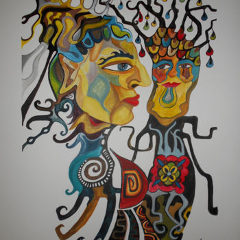Peinture intitulée "La Dryade" par Aurélie Sarrazin, Œuvre d'art originale, Acrylique