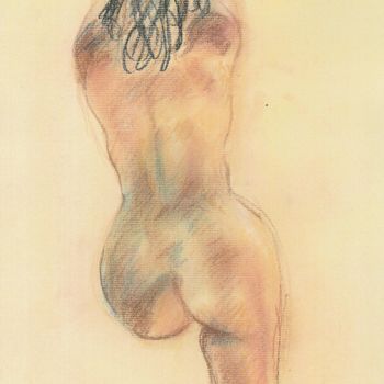Peinture intitulée "étude; nu de dos" par Claude Hardenne, Œuvre d'art originale