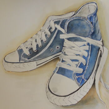 Pintura titulada "Meine Schuhe" por Maria Földy, Obra de arte original, Acuarela