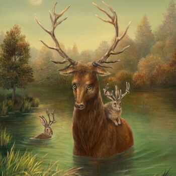제목이 "Autumn. Print on ca…"인 판화 Irena Aizen로, 원작, 디지털 인쇄 나무 들것 프레임에 장착됨