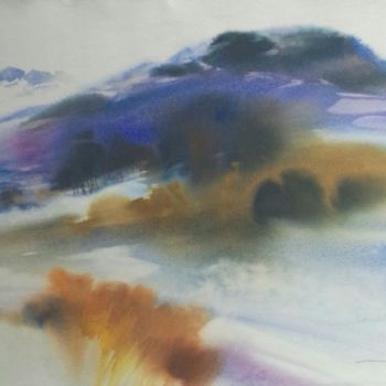 Painting titled "Neige" by Christian Bessede, Original Artwork, Watercolor