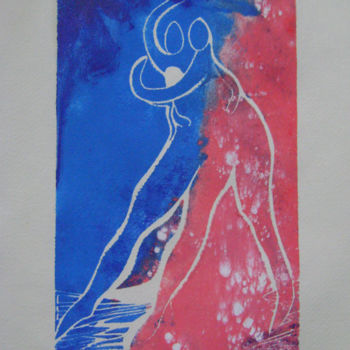 Printmaking titled ""don't let me down…" by Nadine Trescartes (fildefériste), Original Artwork, Linocuts