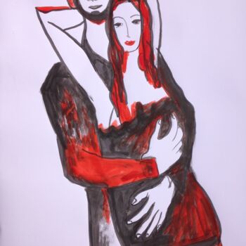 Drawing titled "lovers2" by Janna Shulrufer, Original Artwork, Ink