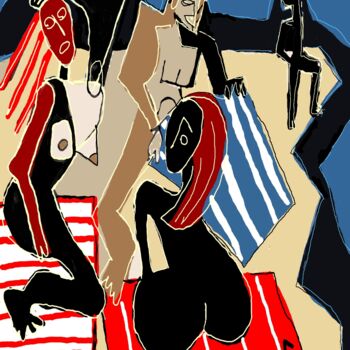 Arts numériques intitulée "plage-naturiste.jpg" par Franck Vidal, Œuvre d'art originale, Peinture numérique