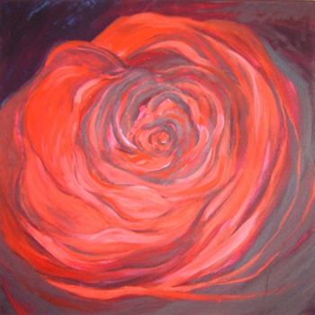 Peinture intitulée "Une rose" par Catherine Suchocka, Œuvre d'art originale, Huile