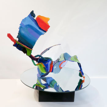 Sculpture intitulée "Blue rondo a la turk" par Gérard Esquerre, Œuvre d'art originale, Métaux