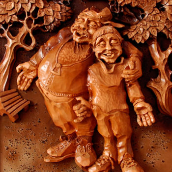 Sculptuur getiteld "Le troisième tu?…" door Sergey Kolokoltsov, Origineel Kunstwerk, Hout