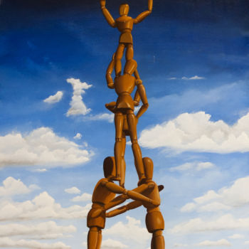 Malerei mit dem Titel "Décrocher la lune" von Pascal Genevois, Original-Kunstwerk, Öl