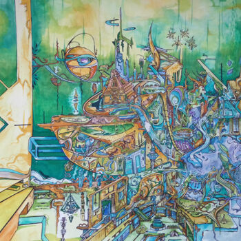 Dessin intitulée "astral eyes" par Eg0n, Œuvre d'art originale, Marqueur