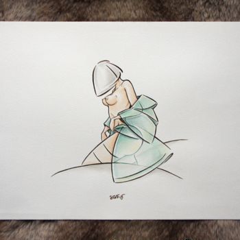 Painting titled "DixSept" by Stef'Création, Original Artwork, Watercolor