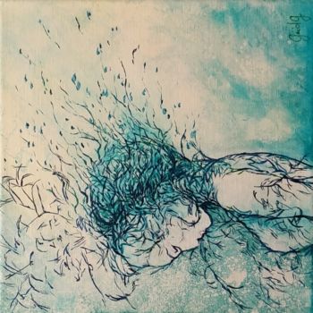 Painting titled "Pensées végétales V2" by Gaïdg, Original Artwork, Acrylic Mounted on Wood Stretcher frame