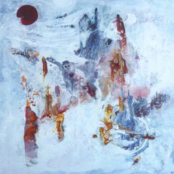 Peinture intitulée "Sous la lune rouge,…" par Clau Redier-Clément, Œuvre d'art originale, Acrylique