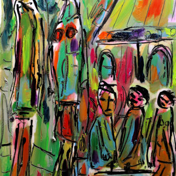 Painting titled "PUNCH BAR" by Jean Mirre, Original Artwork, Oil