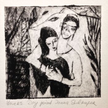 Printmaking titled "lovers" by Janna Shulrufer, Original Artwork, Etching