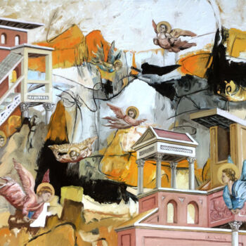 Peinture intitulée "Les sept gardien de…" par Gilles Chambon, Œuvre d'art originale, Huile