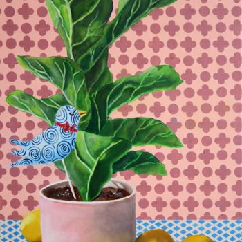 Malerei mit dem Titel "Nature morte avec O…" von Elke Thiébaut, Original-Kunstwerk, Acryl
