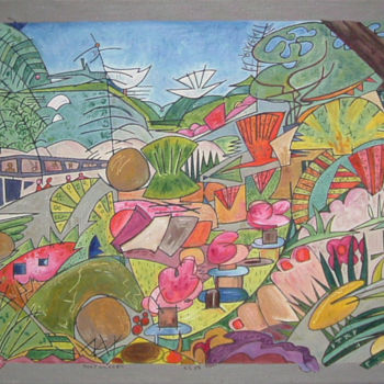 Painting titled "Silly Landscape" by Gerald Shepherd F.F.P.S., Original Artwork, Oil