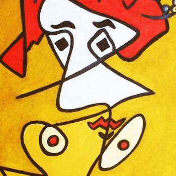 Ζωγραφική με τίτλο "The Prostitut and h…" από Georg Kiehn, Αυθεντικά έργα τέχνης, Ακρυλικό