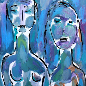 Peinture intitulée "GIRLS" par Jean Mirre, Œuvre d'art originale, Huile