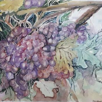 Painting titled "Uvas" by Isabel Alfarrobinha, Original Artwork, Watercolor