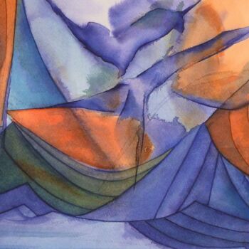 Painting titled "Petite pause pour d…" by Richard Aubin, Original Artwork, Watercolor