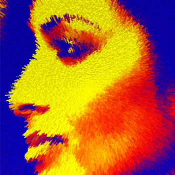 Digital Arts titled "portrait extrusion" by Oxana Kolyagina, Original Artwork, Digital Painting