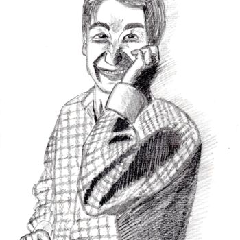 Dibujo titulada "Jean-Pierre Léaud" por Paul-Éric Langevin, Obra de arte original, Conté