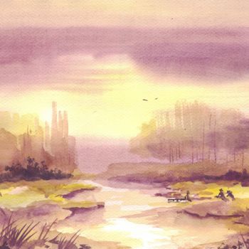 绘画 标题为“Earth sun” 由Ludo Sevcik, 原创艺术品, 水彩