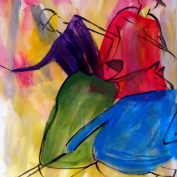 Peinture intitulée "go-with-the-herd" par David Callahan, Œuvre d'art originale, Acrylique
