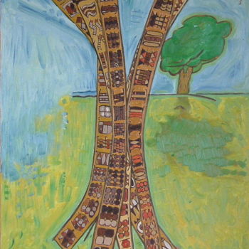 Ζωγραφική με τίτλο "Tree Reflection" από Gerald Shepherd F.F.P.S., Αυθεντικά έργα τέχνης, Λάδι