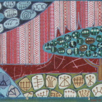 Painting titled "Trees Before Mounta…" by Gerald Shepherd F.F.P.S., Original Artwork, Oil