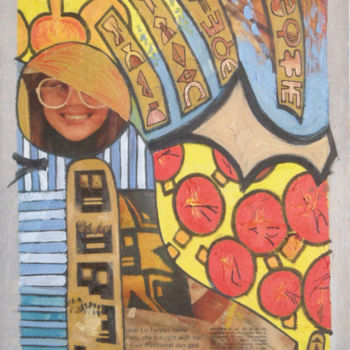 「Collage Portrait 1」というタイトルの絵画 Gerald Shepherd F.F.P.S.によって, オリジナルのアートワーク, オイル