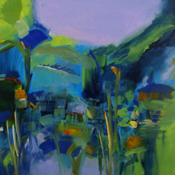 Peinture intitulée "L'indicible vert d'…" par Muriel Cayet, Œuvre d'art originale, Acrylique Monté sur Châssis en bois
