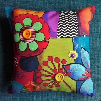 Textile Art titled "coussin-n-10.jpg" by Marie-Pierre Jan, Original Artwork