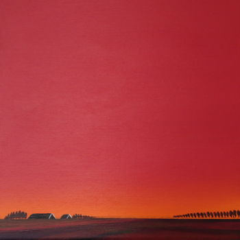 Pittura intitolato "Glowing evening in…" da Nelly Van Nieuwenhuijzen, Opera d'arte originale, Acrilico