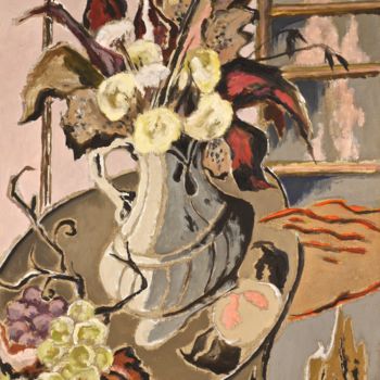 Peinture intitulée "Anémones blanches s…" par Dominique Bertrand, Œuvre d'art originale, Huile
