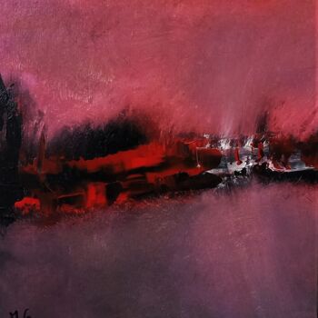 Ζωγραφική με τίτλο "NUIT ROUGE / RED NI…" από Michele Madeleine Guillot, Αυθεντικά έργα τέχνης, Ακρυλικό Τοποθετήθηκε στο Ξύ…