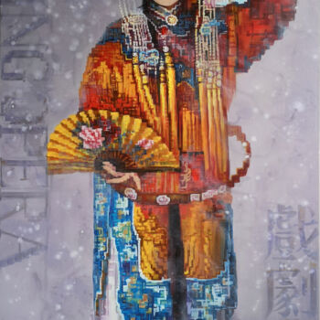 Pittura intitolato "Traditional Drama 印…" da Chunlei Zhang, Opera d'arte originale, Olio