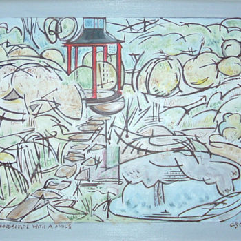 Schilderij getiteld "Landscape With A Sm…" door Gerald Shepherd F.F.P.S., Origineel Kunstwerk, Olie