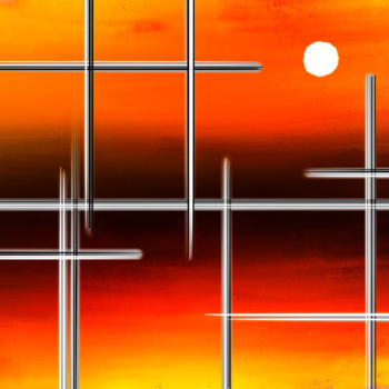 Digitale Kunst mit dem Titel "Sun behind Bars" von Keep Magic, Original-Kunstwerk, Digitale Malerei