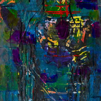 数字艺术 标题为“Mechanical Golem” 由Barry Farley Visual Arts, 原创艺术品, 数字油画 安装在其他刚性面板上