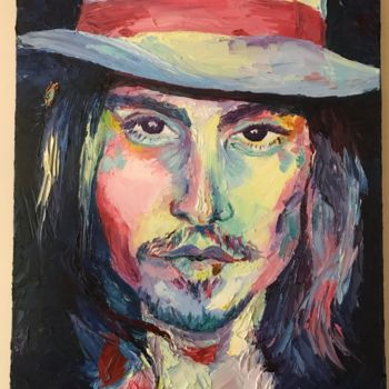Painting titled "johnny depp / джонн…" by Selins Drawings, Original Artwork, Oil