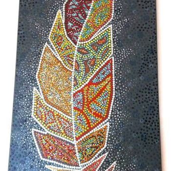 Painting titled "plume" by Sandra.R - Un Pointctout, Original Artwork, Acrylic